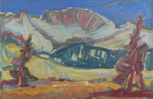 Werkverzeichnis Nr. 397, um 1968,  Benediktenwand, Öl auf Karton, 40,0 x 61,3 cm