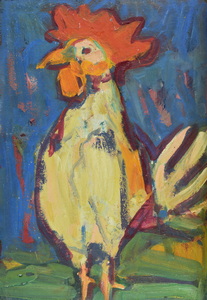 Werkverzeichnis Nr. 522, um 1969, Weißer Hansi, Öl auf Karton, 57,8 x 40,0 cm