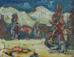 Werkverzeichnis Nr. 602, 1972, Schneebedeckte Bergkette, Öl auf Karton 37,4 x 49,1 cm,
						bez. u.l.:  K. Sommer 72