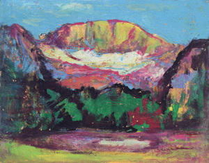 Werkverzeichnis Nr. 1500, um 1989, Benediktenwand, Acryl auf Hartfaser, 56,5 x 70,6 cm