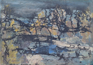 Werkverzeichnis Nr. 1759, um 1997, Innere Landschaft, Acryl auf Hartfaser, 40,5 x 58,0 cm