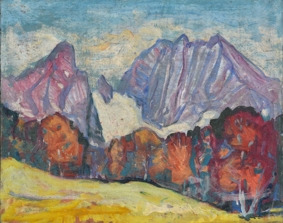 Watzmann, 1961, Öl auf Karton, 56,8 x 71,5 cm