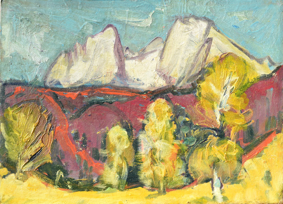 Watzmann, um 1963, Öl auf Karton, 42,2 x 58,0 cm