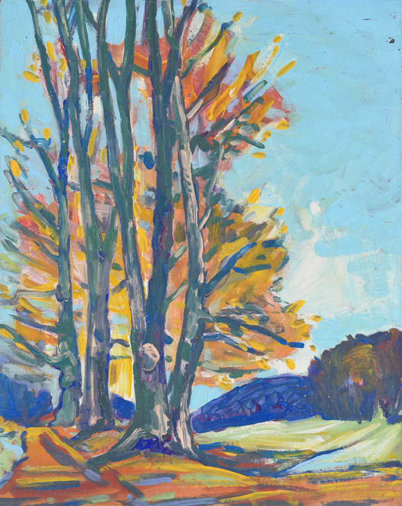 Bäume im Feld, 1966, Öl auf Hartfaser, 56,0 x 72,0 cm
