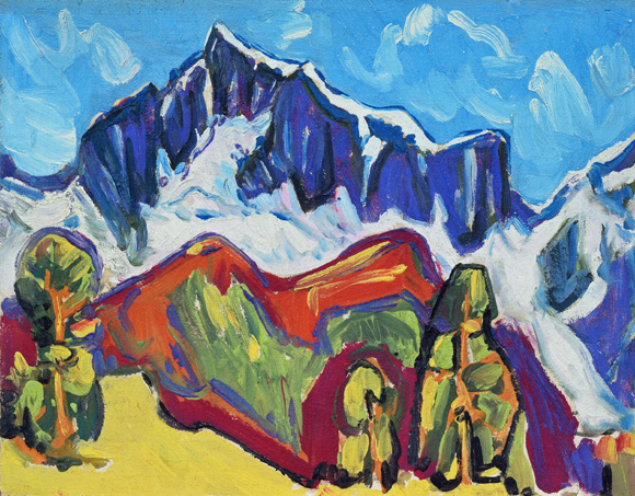 Weisshorn in Blau, um 1968, Öl auf Hartfaser, 56,5 x 71,0 cm