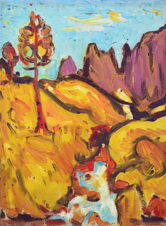 Bach im Gebirge, um 1968, Öl auf Hartfaser, 71, 0 x 56,5 cm