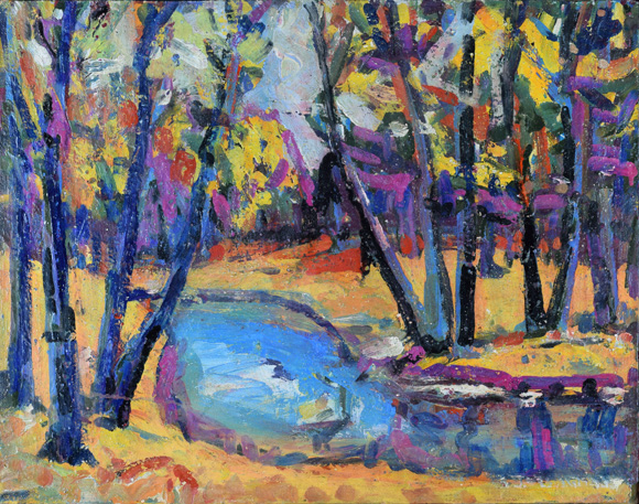 Würm im Mühltal bei Starnberg, um 1969, Öl auf Hartfaser, 56,7 x 71,3 cm