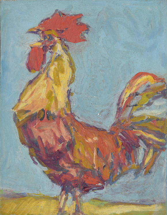 Gelbroter Hansi 2, um 1972, Acryl auf Karton, 48,7 x 37,6 cm