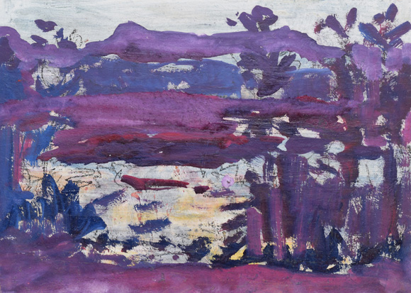 Großer Ostersee in Blau und Violett, um 1996, Acryl/Mischtechnik auf Karton, 38,0 x 52,8 cm