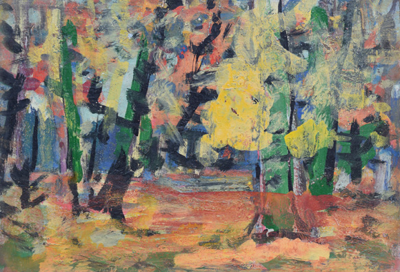 Wald, um 1996, Acryl/Mischtechnik auf Karton 40,0 x 58,0 cm