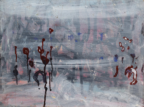 Nebellandschaft, um 1997, Acryl auf Karton, 37,2 x 51,5 cm